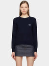 Women's Embroidered Logo Pullover Cotton Knit Top Black Navy - A.P.C. - BALAAN 3