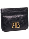 Embellished Logo Leather Card Wallet Black - BALENCIAGA - BALAAN 4