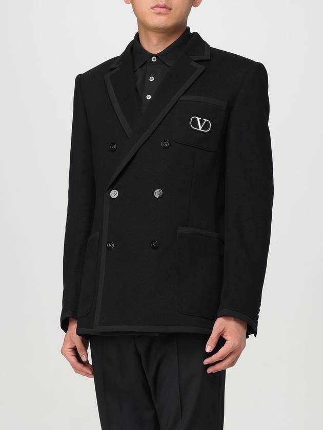 Garavani V logo double breasted jacket black - VALENTINO - BALAAN 5