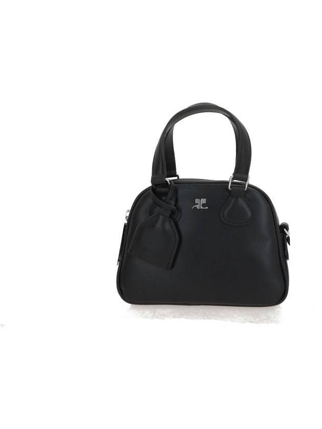 Logo Mini Leather Bowling Tote Bag Black - COURREGES - BALAAN 6