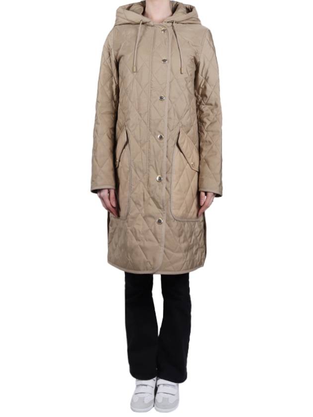 Diamond Quilted Thermoregulated Hoodie Padded Archive Beige - BURBERRY - BALAAN.