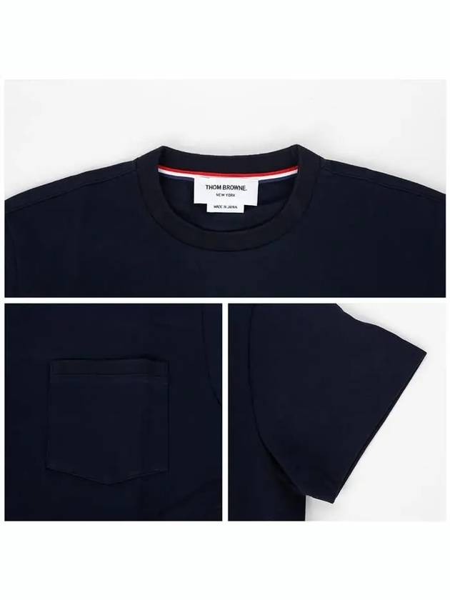 Midweight Jersey Boxy Pocket Short Sleeve T-Shirt Navy - THOM BROWNE - BALAAN 6