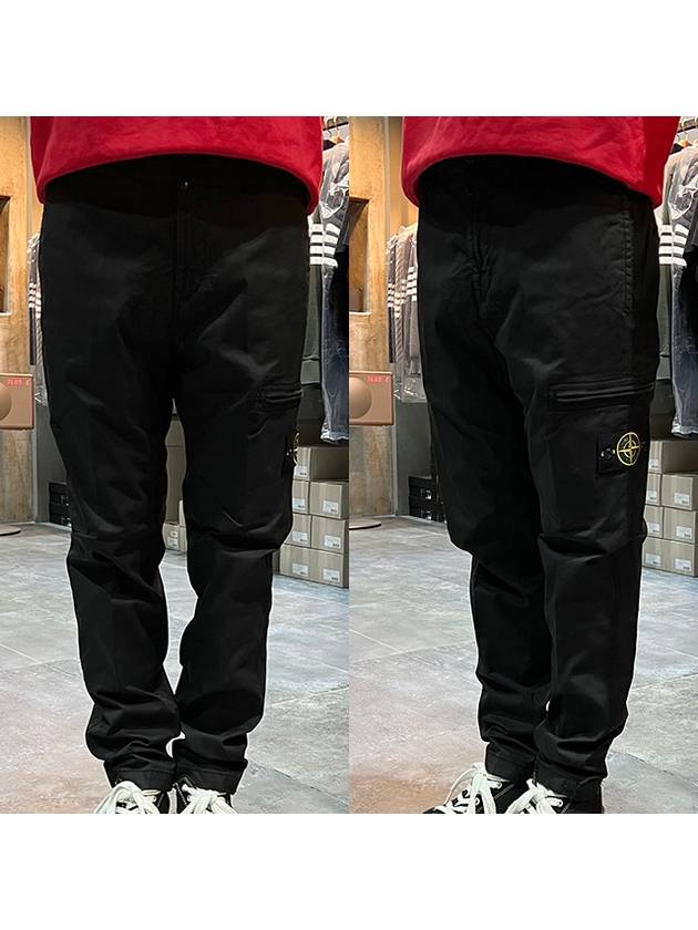 Cotton Canvas Straight Pants Black - STONE ISLAND - BALAAN 3