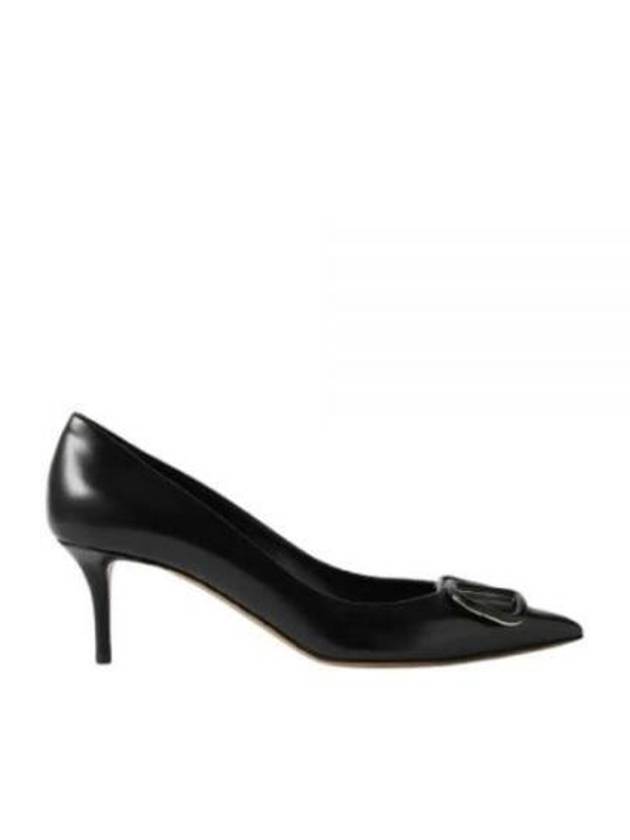 Women's V Logo Leather Pumps Heels Black - VALENTINO - BALAAN 4