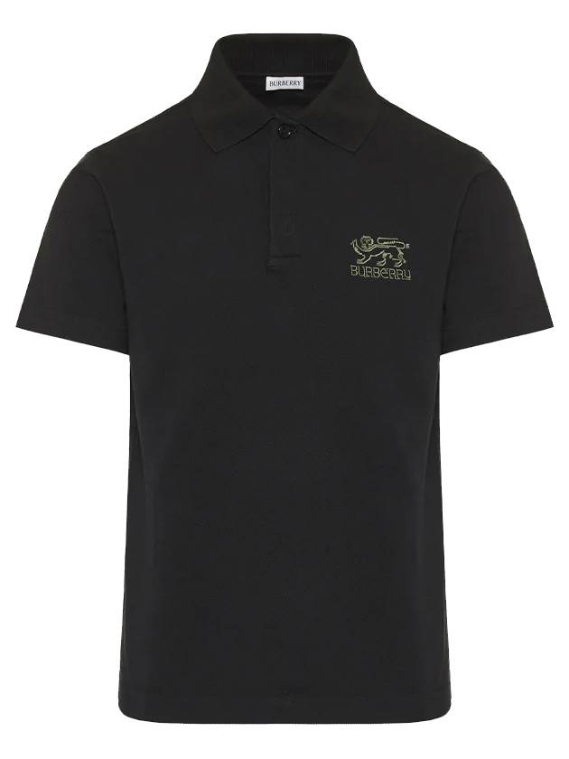 Embroidered Logo Short Sleeve Pk Shirt Black - BURBERRY - BALAAN 2