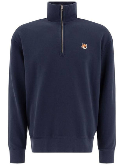 Fox Head Patch Half Zipper Sweatshirt Ink Blue - MAISON KITSUNE - BALAAN 2