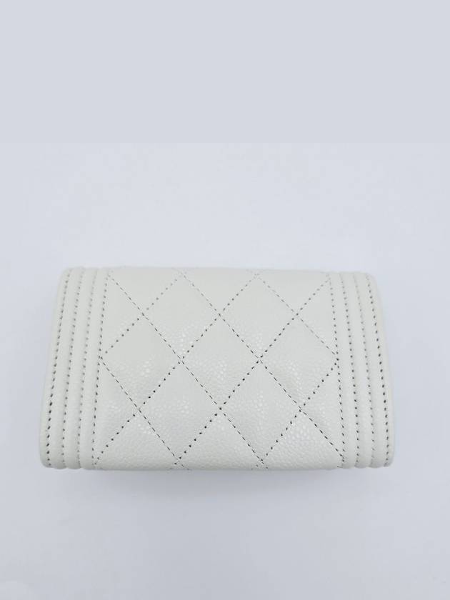 Caviar Boy Snap Card Wallet Holder White Ivory A80603 - CHANEL - BALAAN 6