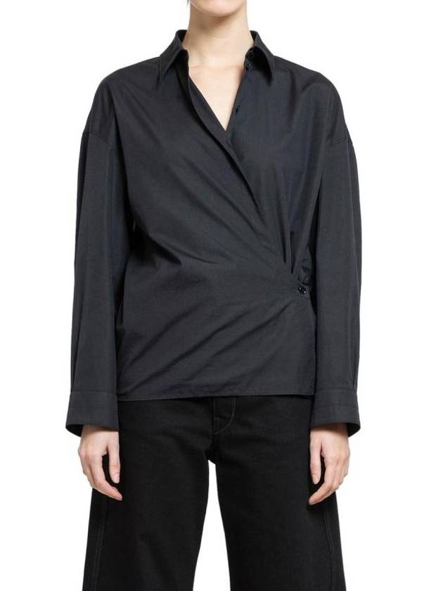 Straight Collar Twisted Shirt Black - LEMAIRE - BALAAN 2