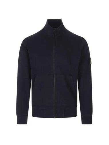 Garment Dyed Cotton Fleece Zip Up Jacket Navy - STONE ISLAND - BALAAN 1