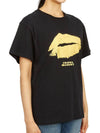 Lips Embroidered Logo Short-Sleeved T-Shirt Black - ISABEL MARANT - BALAAN 6