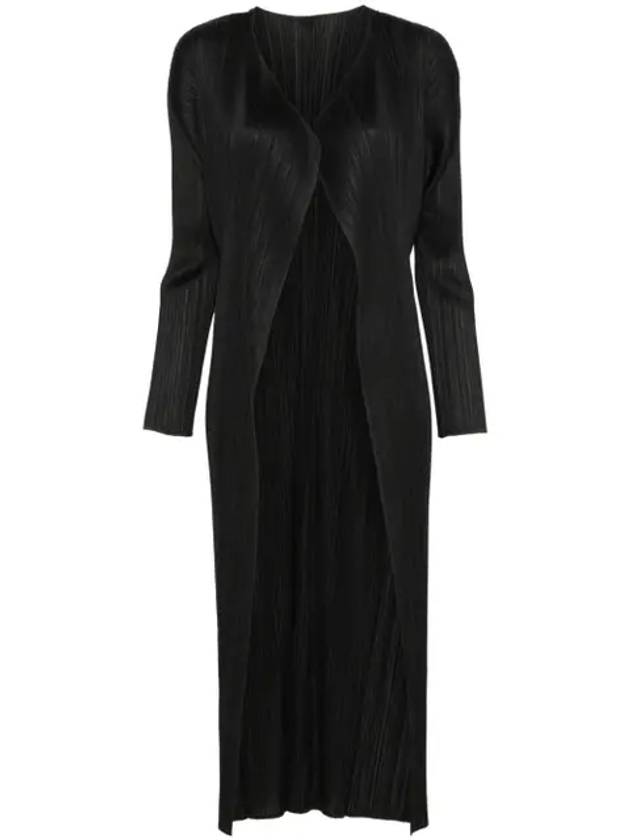 Pleated Long Cardigan Black - ISSEY MIYAKE - BALAAN 2