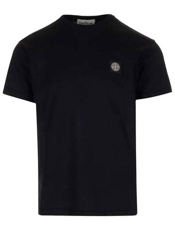 Logo Patch Short Sleeve T-Shirt Black - STONE ISLAND - BALAAN 1