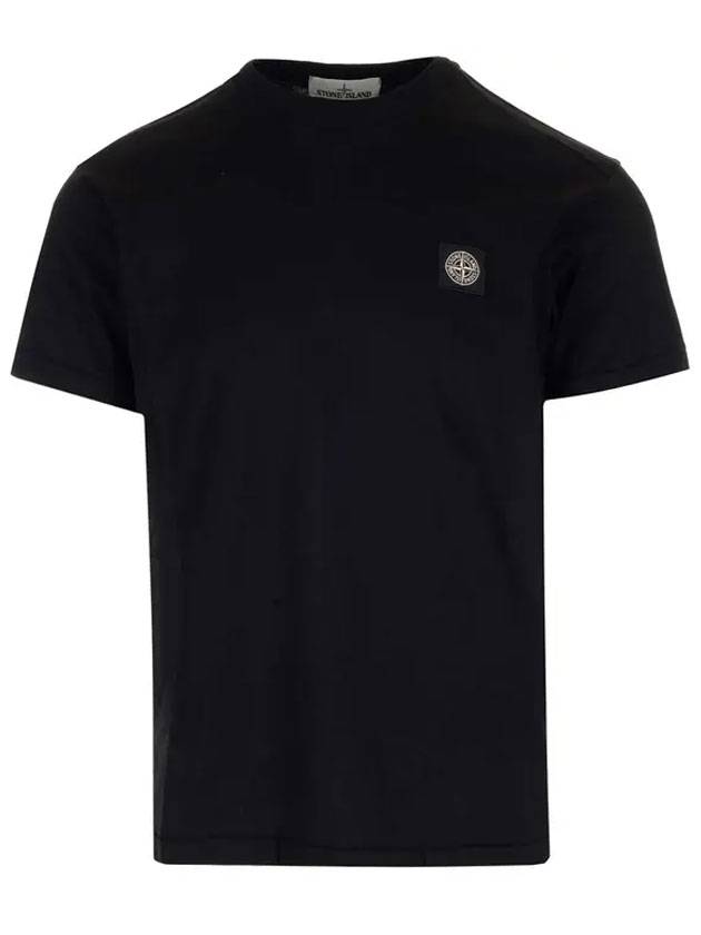 Logo Patch Short Sleeve T-Shirt Black - STONE ISLAND - BALAAN 1