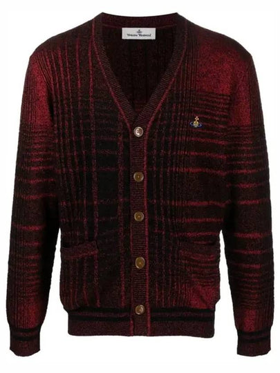 Logo Check Cardigan Red - VIVIENNE WESTWOOD - BALAAN 2