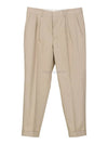 Men's Waist Banding Slacks Beige - AMI - BALAAN.