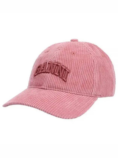 Embroidered Logo Corduroy Ball Cap Pink - GANNI - BALAAN 2