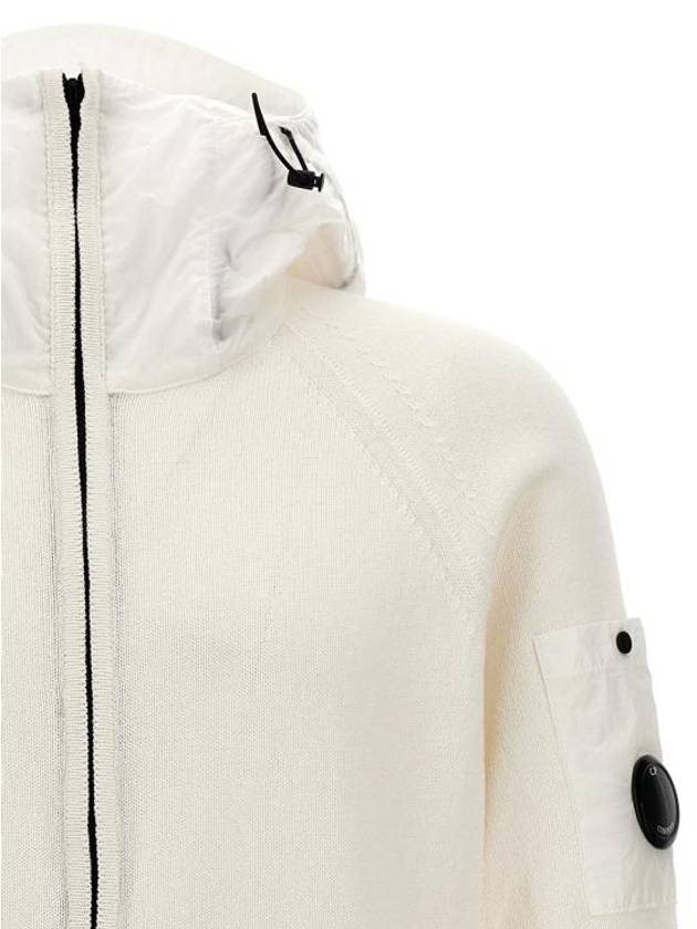 Cotton Mixed Knit Hooded Jacket White - CP COMPANY - BALAAN 4