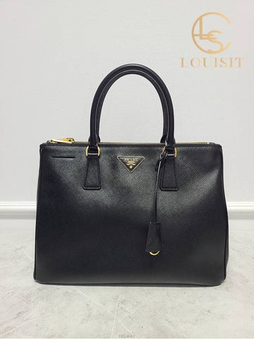 Used luxury goods Lewis It Black Saffiano Galleria 2 WAY Luxe Bag - PRADA - BALAAN 1