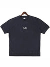 Men's Logo Print Crew Neck Cotton Short Sleeve T-Shirt Navy - CP COMPANY - BALAAN 2