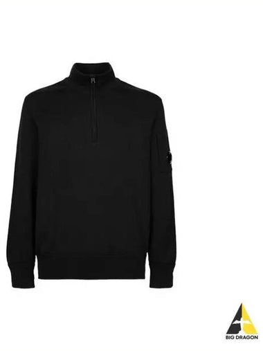 CP Company Lens Wappen Pocket Half Zip Up Sweatshirt Black 13CMKN019A 005805G - CP COMPANY - BALAAN 1