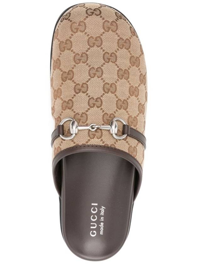 Men's Horsebit GG Canvas Slippers Beige - GUCCI - BALAAN 4