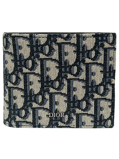 Compact Wallet Beige & Black  Oblique Jacquard - DIOR - BALAAN 2