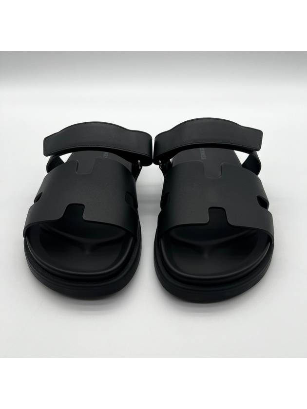 Hermes Chypre H Logo Calfskin Sandals Black - HERMES - BALAAN 6