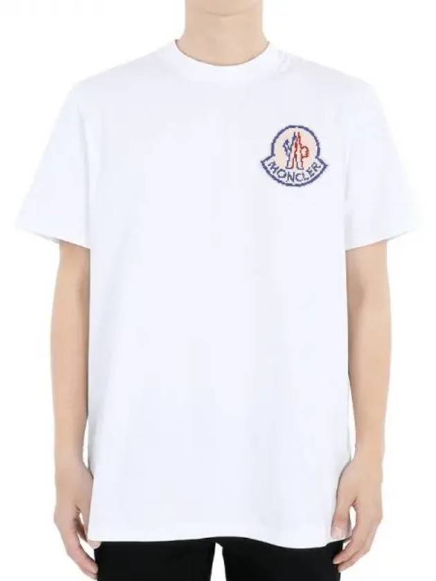 Men s Logo Print Short Sleeve White 8C00004 83927 00A 1062526 - MONCLER - BALAAN 1