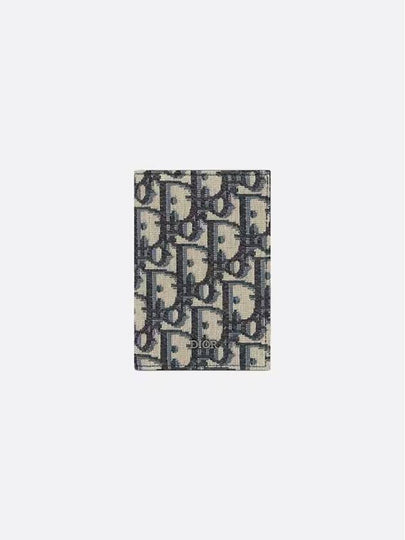 Vertical Half Card Holder Beige And Black  Oblique Jacquard - DIOR - BALAAN 2