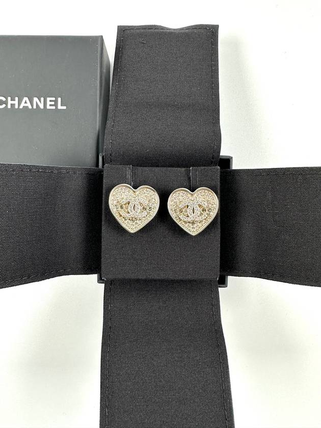 CC Logo Gold Heart Crystal Earrings Gold - CHANEL - BALAAN 5