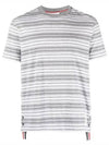 Men's Striped Midweight Jersey Short Sleeve T-Shirt Grey - THOM BROWNE - BALAAN 2