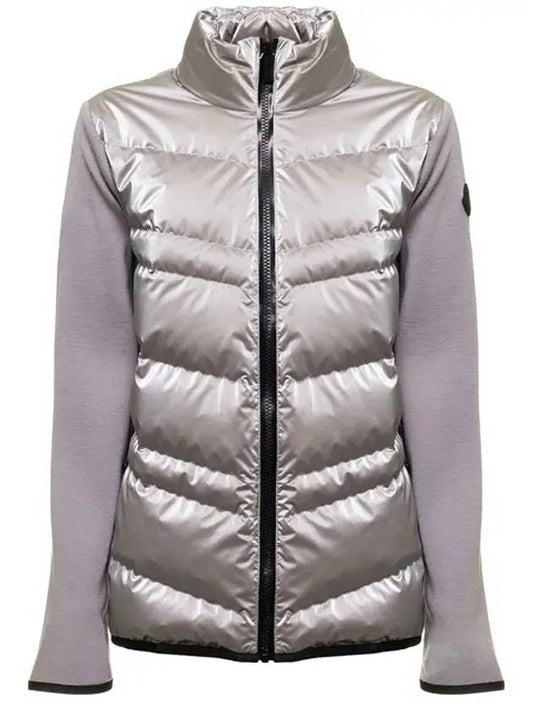 quilted wool padded cardigan silver - MONCLER - BALAAN.