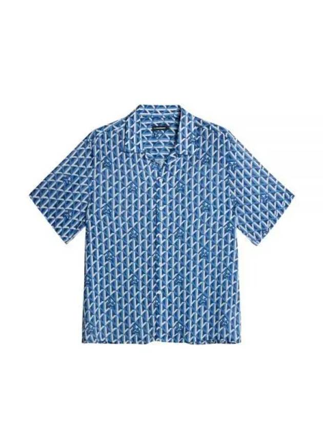 Donso Airy Island Geo Short Sleeve Shirt Blue - J.LINDEBERG - BALAAN 2