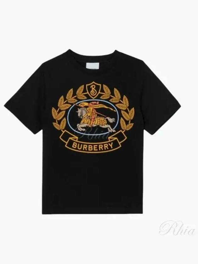 Kids Logo Print Short Sleeve T-Shirt Black - BURBERRY - BALAAN 2