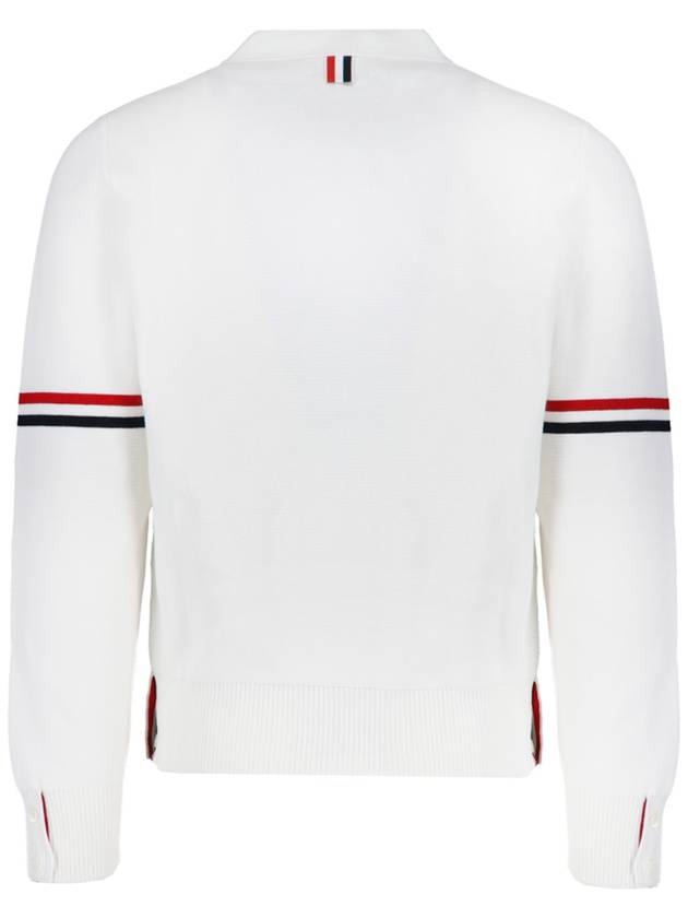 Milano Stitch Sprite Armband Cotton V-neck Cardigan White - THOM BROWNE - BALAAN 3