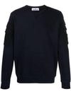 Garment Dyed Double Pocket Brushed Cotton Fleece Sweatshirt Navy - STONE ISLAND - BALAAN 2