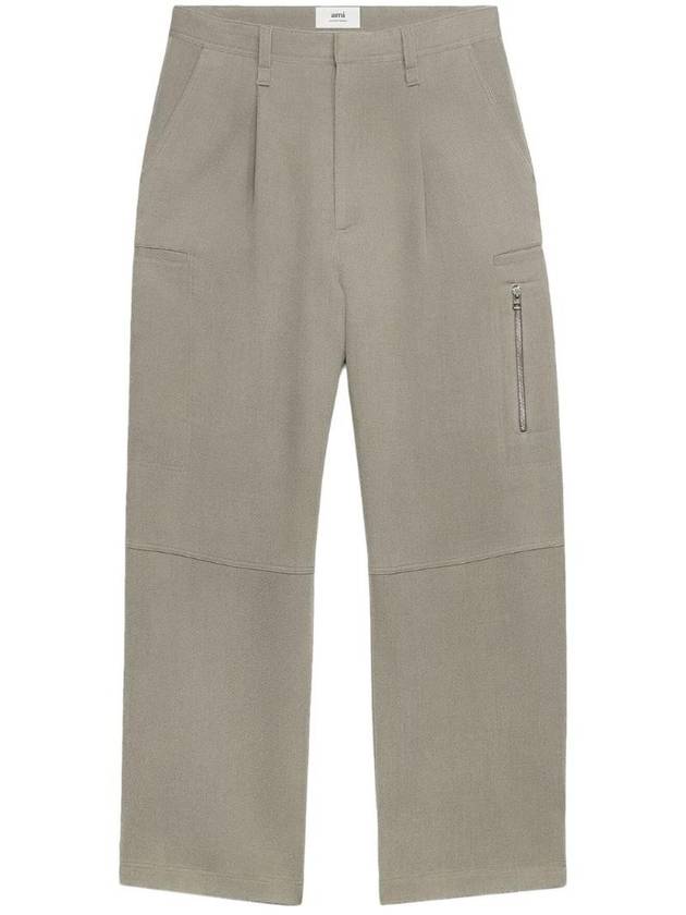 Virgin Wool Wide Pants Dove Grey - AMI - BALAAN 1