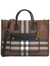 Freya Check Medium Tote Bag Brown - BURBERRY - BALAAN 2