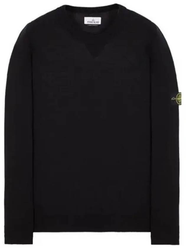 Logo Patch Round Neck Knit Top Black - STONE ISLAND - BALAAN 2