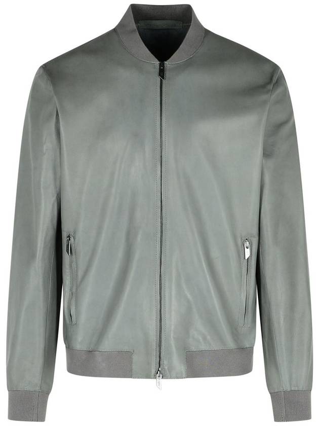 Salvatore Santoro Grey Leather Bomber Jacket - SALVATORE SANTORO - BALAAN 1