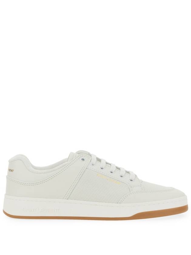 SL 61 Logo Signature Leather Low Top Sneakers White - SAINT LAURENT - BALAAN 3