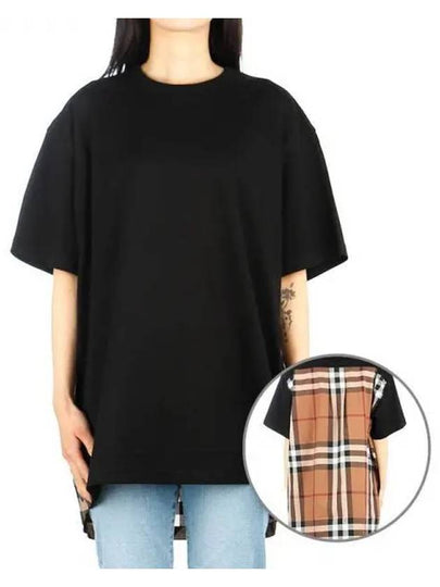 Back Check Panel Cotton Oversized Short Sleeve T-Shirt Black - BURBERRY - BALAAN 2