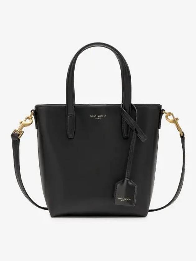 Toy Small Leather Shopping Box Tote Bag Black - SAINT LAURENT - BALAAN 2