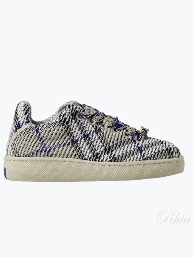 Box Checked Knit Low-Top Sneakers Blue - BURBERRY - BALAAN 2