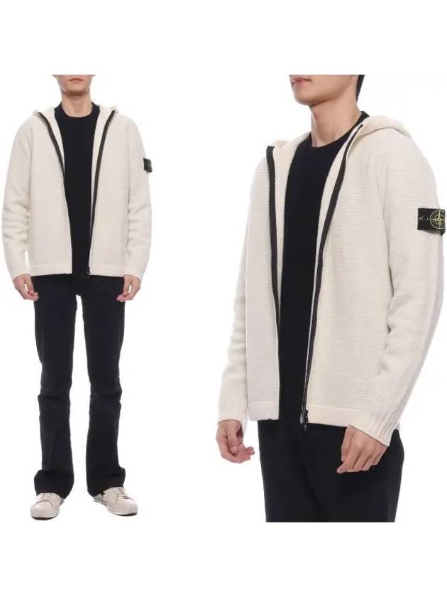 Wool Hooded Jacket Natural White - STONE ISLAND - BALAAN 2