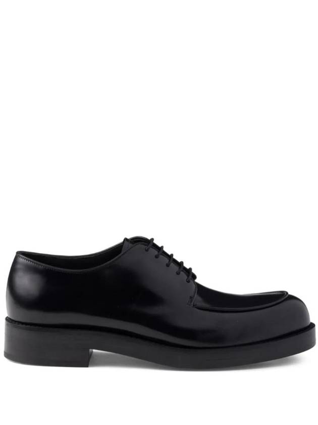 Brushed Leather Derby Black - PRADA - BALAAN 1