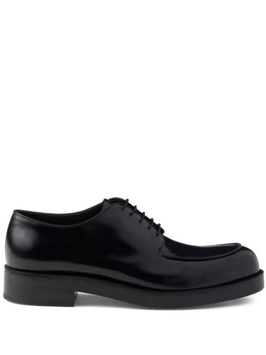 Brushed Leather Derby Black - PRADA - BALAAN 1