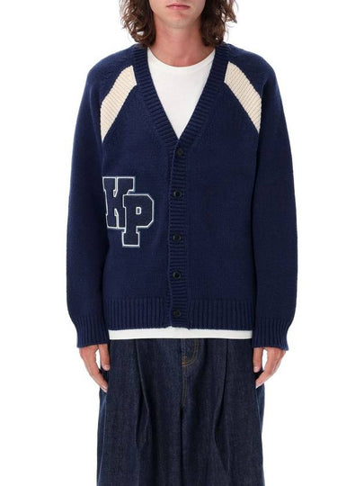 Paris Varsity Wool Cotton Cardigan Midnight Blue - KENZO - BALAAN 2