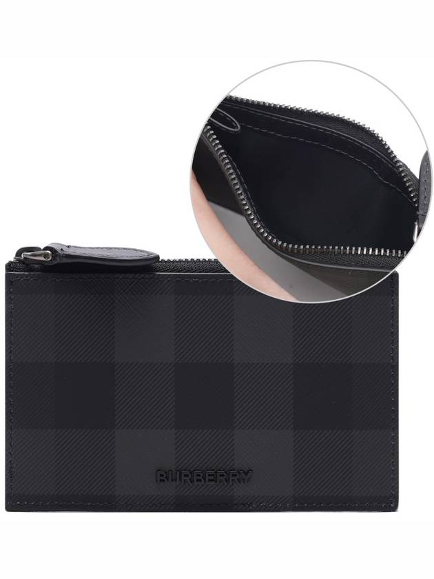 Check Zip Card Wallet Grey - BURBERRY - BALAAN 3