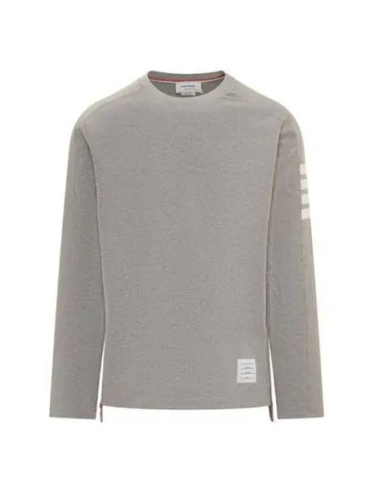 4-Bar Striped Cotton Long Sleeve T-Shirt Light Grey - THOM BROWNE - BALAAN 2